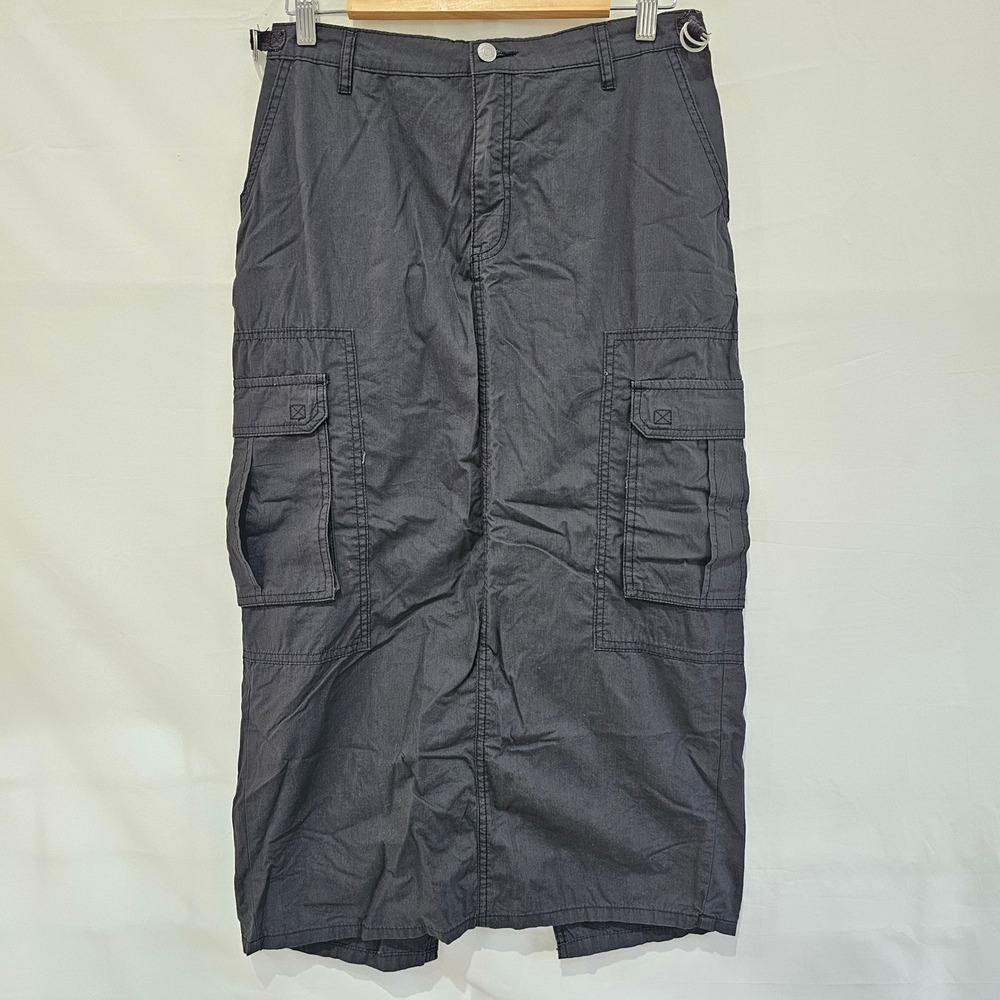New Wild Fable Dark Gray Cargo Midi Skirt Size S Utility Pockets Slit NWT